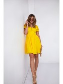 Smooth dress with short sleeves, yellow 3046 - Online store - Boutique